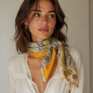 Vintage Floral Crinkle Scarf | Boho Head Wrap Accent
